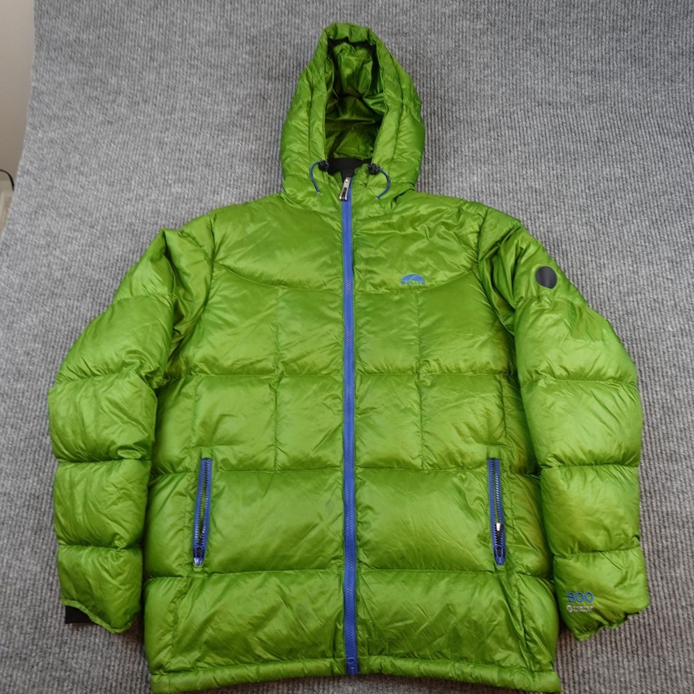 GoLite Down Jacket Mens Large Green Hooded Full Zip 800 Fill Pertex Quantum